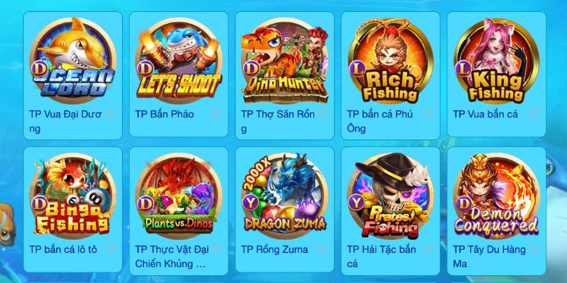 Kho game bắn cá ăn xu online phong phú 