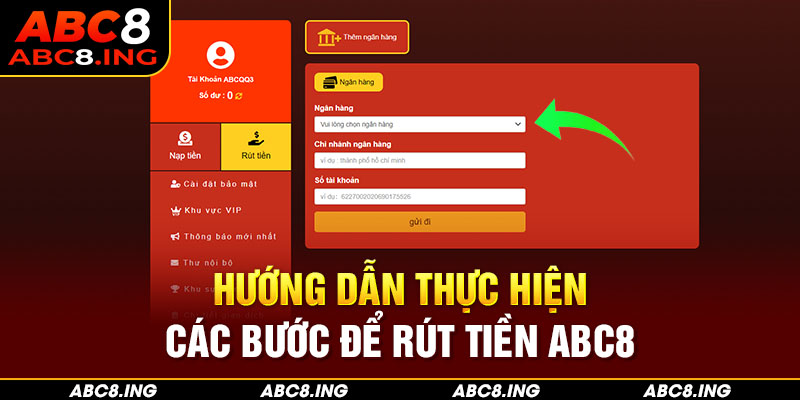 Hướng dẫn thực hiện các bước để rút tiền